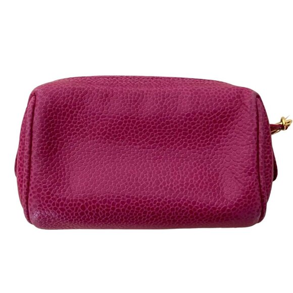 Authentic CHANEL CC Caviar Leather Coin Case Cosmetic Makeup Case Pouch Pink - Picture 2 of 12